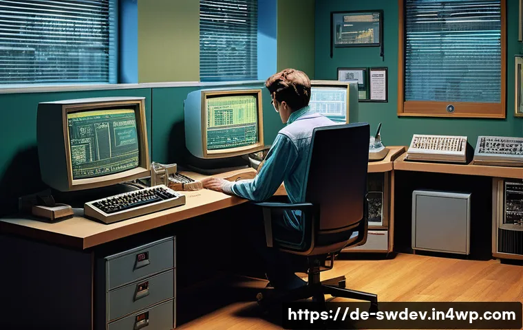 소프트웨어 설계 패턴의 역사 - A detailed digital illustration of a 1990s software development workspace in Germany, featuring a pr...