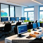 Home 21 데코레이터 패턴을 활용한 기능 확장 - A modern software development office scene focused on a diverse team of professional developers coll...