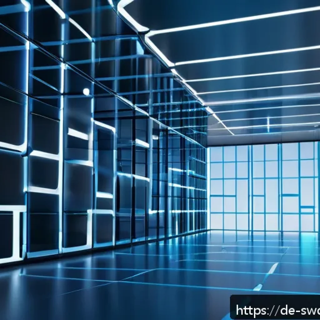 소프트웨어 설계 패턴과 클라우드 컴퓨팅 - A futuristic cloud computing data center with modular architecture visualization: multiple independe...